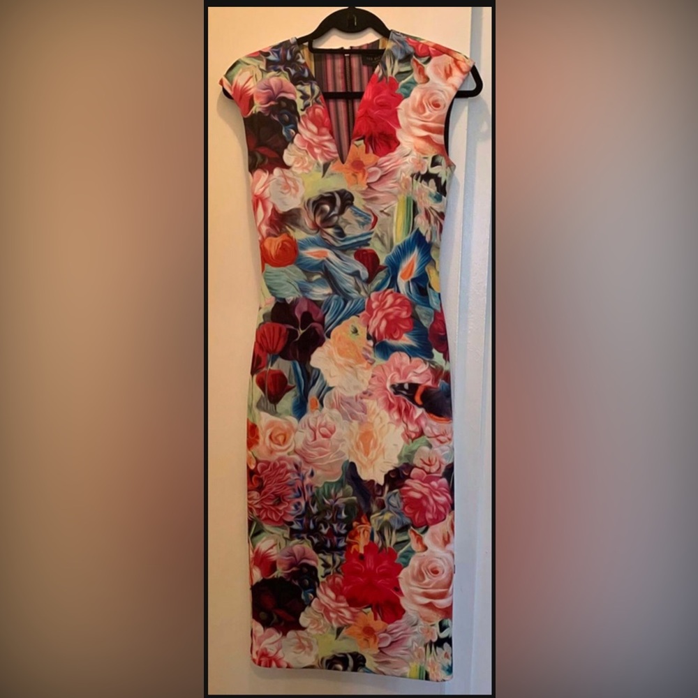 NWT Ted Baker Floral Swirl Print Bodycon Dress
